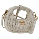 Miu Miu Matelasse Mini Shoulder Bag Leather White Gold Auth 115234SM-1
