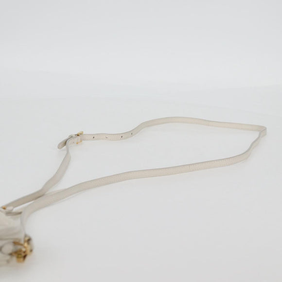 Miu Miu Matelasse Mini Shoulder Bag Leather White Gold Auth 115234SM