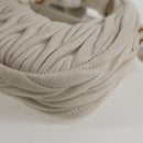 Miu Miu Matelasse Mini Shoulder Bag Leather White Gold Auth 115234SM-18