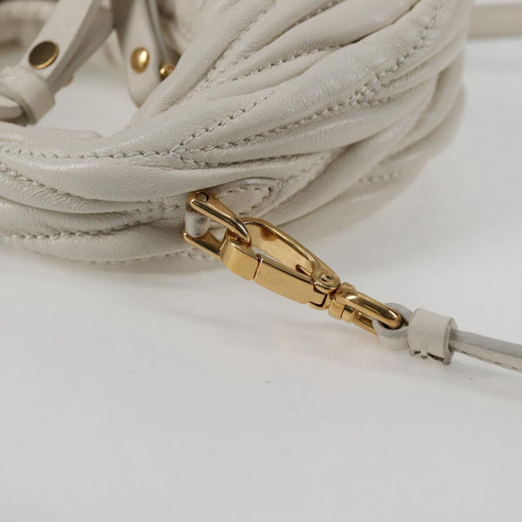 Miu Miu Matelasse Mini Shoulder Bag Leather White Gold Auth 115234SM