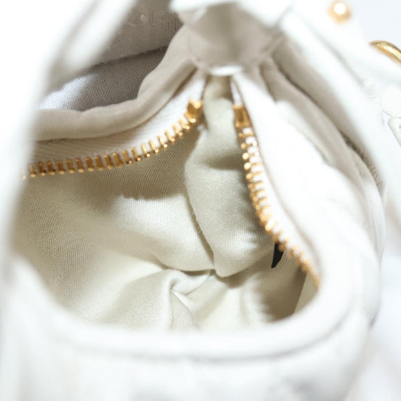 Miu Miu Matelasse Mini Shoulder Bag Leather White Gold Auth 115234SM