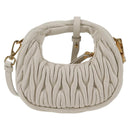 Miu Miu Matelasse Mini Shoulder Bag Leather White Gold Auth 115234SM-2