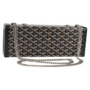 GOYARD Herringbone Chain Shoulder Bag PVC Leather Black Silver Auth 115239SM-1