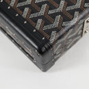 GOYARD Herringbone Chain Shoulder Bag PVC Leather Black Silver Auth 115239SM-16