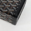 GOYARD Herringbone Chain Shoulder Bag PVC Leather Black Silver Auth 115239SM-17