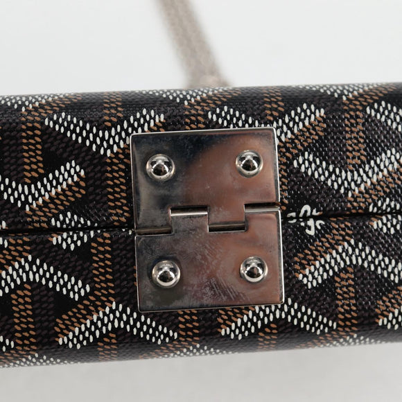 GOYARD Herringbone Chain Shoulder Bag PVC Leather Black Silver Auth 115239SM