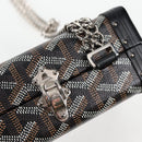 GOYARD Herringbone Chain Shoulder Bag PVC Leather Black Silver Auth 115239SM-18