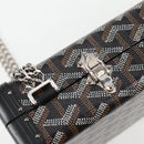GOYARD Herringbone Chain Shoulder Bag PVC Leather Black Silver Auth 115239SM-19