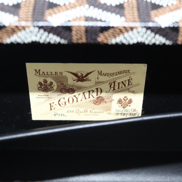 GOYARD Herringbone Chain Shoulder Bag PVC Leather Black Silver Auth 115239SM