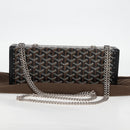 GOYARD Herringbone Chain Shoulder Bag PVC Leather Black Silver Auth 115239SM-12