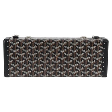 GOYARD Herringbone Chain Shoulder Bag PVC Leather Black Silver Auth 115239SM - 0