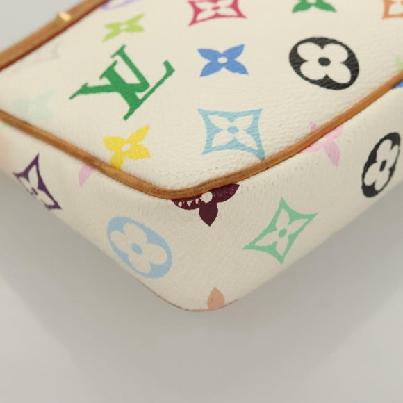 LOUIS VUITTON Multicolor Pochette Accessoires Pouch White M92649 Auth 115250
