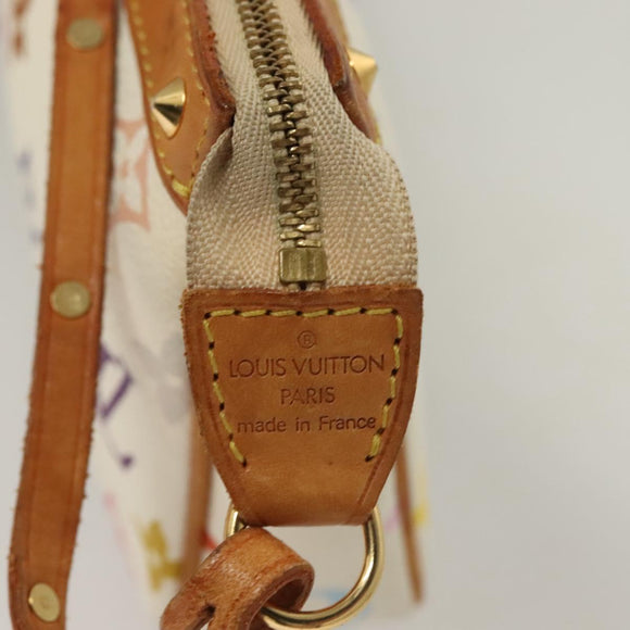 LOUIS VUITTON Multicolor Pochette Accessoires Pouch White M92649 Auth 115250