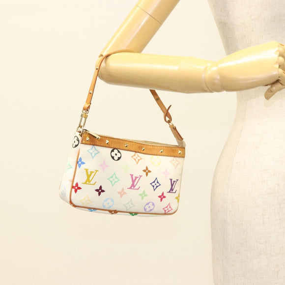 LOUIS VUITTON Multicolor Pochette Accessoires Pouch White M92649 Auth 115250