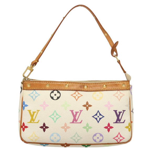 LOUIS VUITTON Multicolor Pochette Accessoires Pouch White M92649 Auth 115250