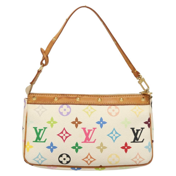LOUIS VUITTON Multicolor Pochette Accessoires Pouch White M92649 Auth 115250