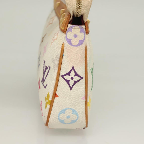 LOUIS VUITTON Multicolor Pochette Accessoires Pouch White M92649 Auth 115250