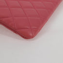 CHANEL Matelasse Clutch Bag Lamb Skin Pink Silver CC Auth 115255V-15