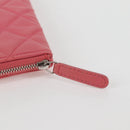 CHANEL Matelasse Clutch Bag Lamb Skin Pink Silver CC Auth 115255V-8