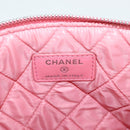 CHANEL Matelasse Clutch Bag Lamb Skin Pink Silver CC Auth 115255V-18