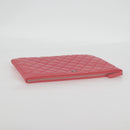 CHANEL Matelasse Clutch Bag Lamb Skin Pink Silver CC Auth 115255V-5