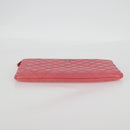CHANEL Matelasse Clutch Bag Lamb Skin Pink Silver CC Auth 115255V-6