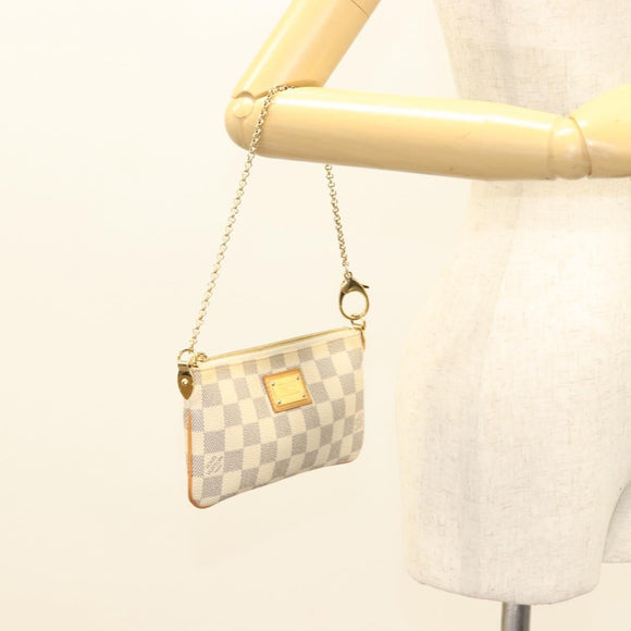 LOUIS VUITTON Damier Azur Pochette Mira MM Accessory Pouch N60027 LV Auth 115265