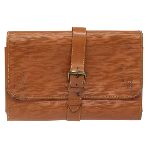 LOUIS VUITTON Epi Trousse Priant Clutch Bag Zipangu Gold LV Auth 115266