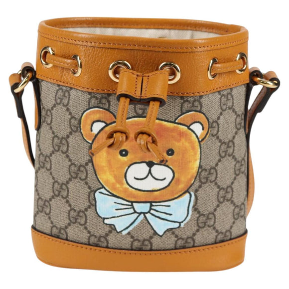 GUCCI GG Supreme Shoulder Bag PVC Beige Gold 660304 Auth 115292M