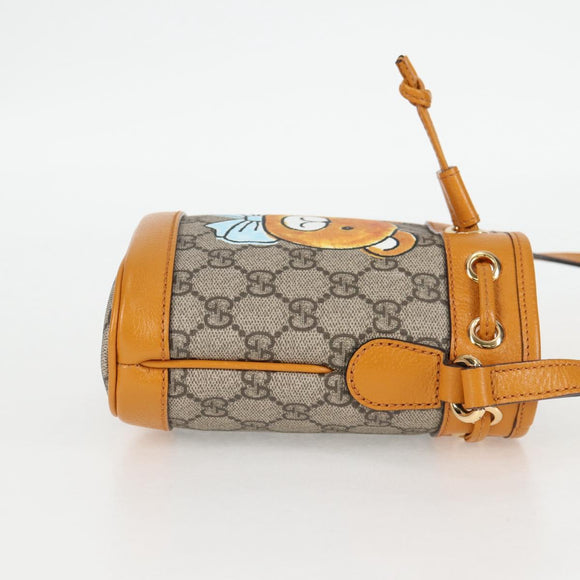 GUCCI GG Supreme Shoulder Bag PVC Beige Gold 660304 Auth 115292M