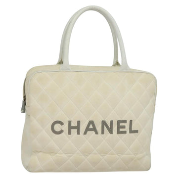 CHANEL Sports Line Boston Bag Canvas White CC Auth 115293
