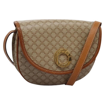CELINE Macadam Canvas Shoulder Bag Beige Auth 115316