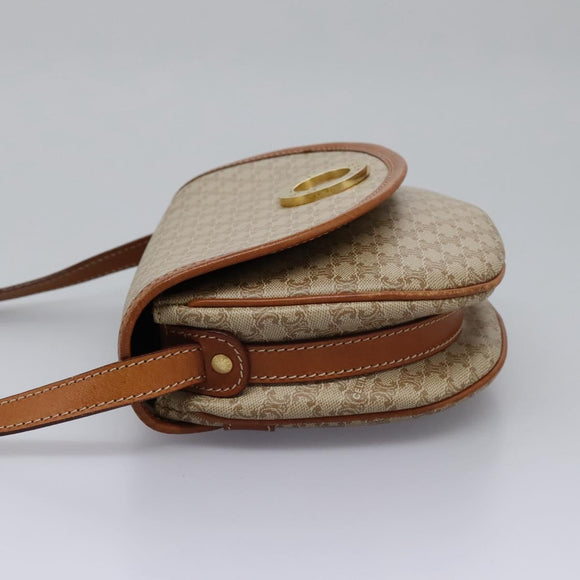 CELINE Macadam Canvas Shoulder Bag Beige Auth 115316