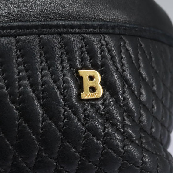 BALLY Hand Bag Leather Black Auth 115343