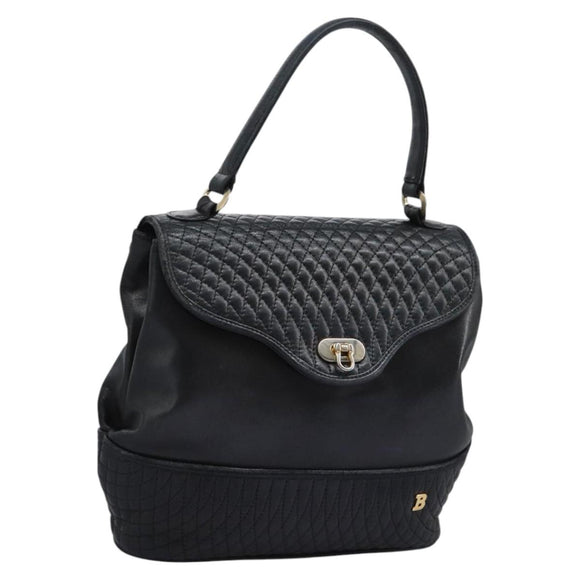 BALLY Hand Bag Leather Black Auth 115343