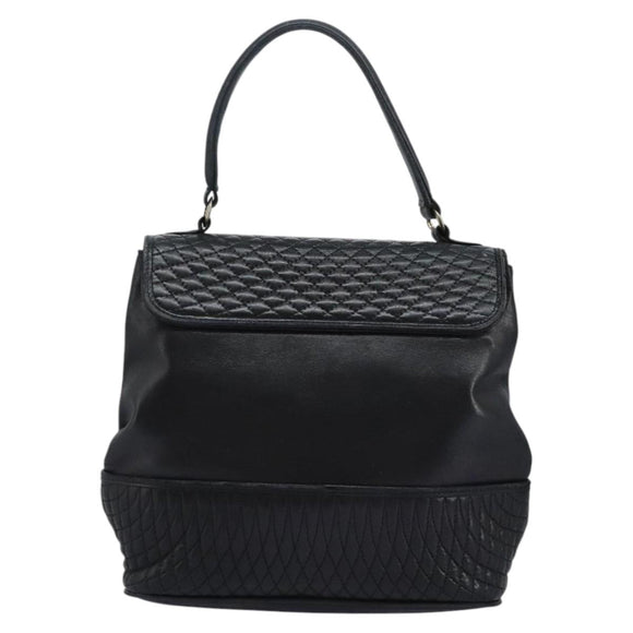 BALLY Hand Bag Leather Black Auth 115343