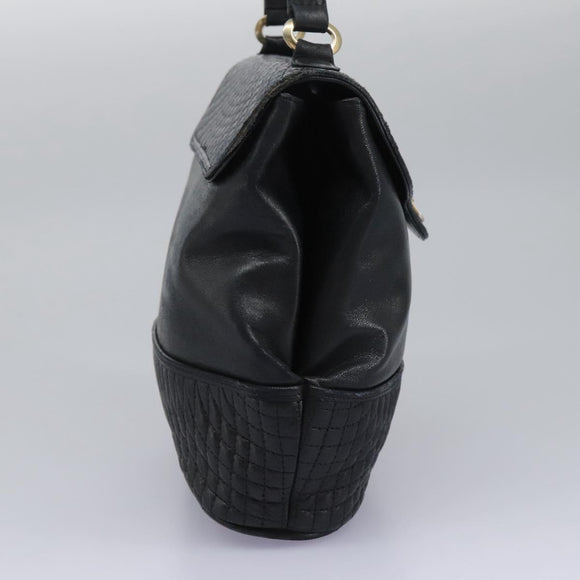 BALLY Hand Bag Leather Black Auth 115343