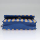 CHANEL Chain Shoulder Bag Raffia Blue CC Auth 115347AM-5