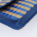 CHANEL Chain Shoulder Bag Raffia Blue CC Auth 115347AM-16