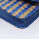 CHANEL Chain Shoulder Bag Raffia Blue CC Auth 115347AM-17