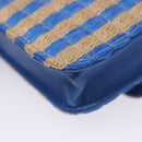 CHANEL Chain Shoulder Bag Raffia Blue CC Auth 115347AM-19