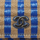 CHANEL Chain Shoulder Bag Raffia Blue CC Auth 115347AM-20