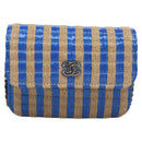 CHANEL Chain Shoulder Bag Raffia Blue CC Auth 115347SAM-13