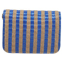 CHANEL Chain Shoulder Bag Raffia Blue CC Auth 115347SAM-2
