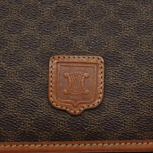 CELINE Macadam Canvas Shoulder Bag PVC Leather Brown Auth 115367