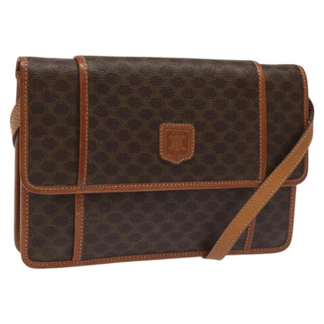 CELINE Macadam Canvas Shoulder Bag PVC Leather Brown Auth 115367