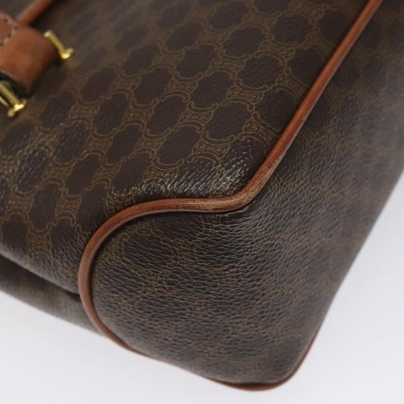 CELINE Macadam Canvas Hand Bag PVC Leather Brown Auth 115387