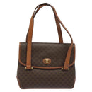 CELINE Macadam Canvas Hand Bag PVC Leather Brown Auth 115387-13