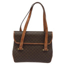 CELINE Macadam Canvas Hand Bag PVC Leather Brown Auth 115387-2