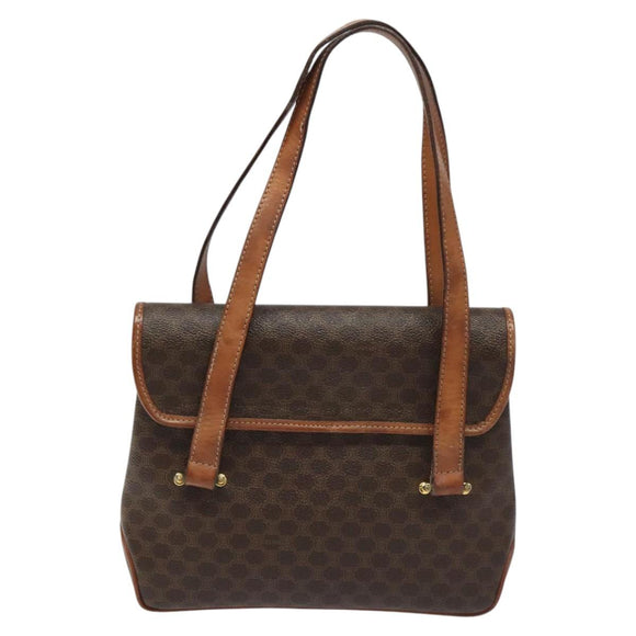 CELINE Macadam Canvas Hand Bag PVC Leather Brown Auth 115387